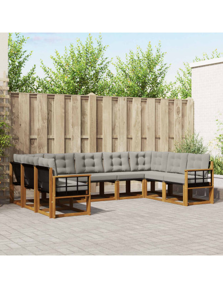 Set di divani con cuscino 29 pcs Grigio Naturale e Chiaro