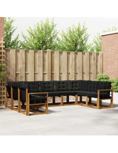 Set di divani 29 pcs Naturale e Nero Legno di Acacia Massello