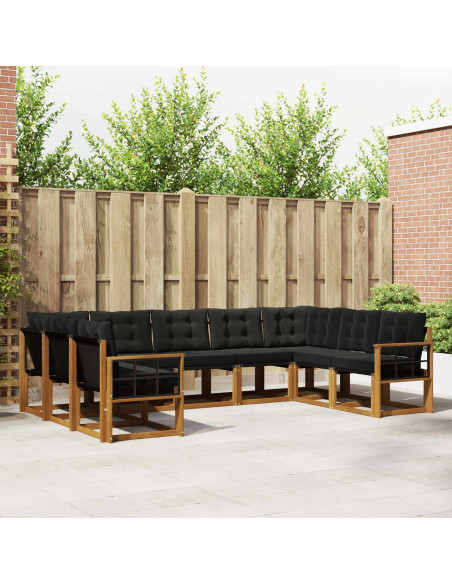 Set di divani 29 pcs Naturale e Nero Legno di Acacia Massello