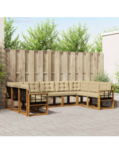 Set di divani 29 pcs Naturale e Beige Legno di Acacia Massello