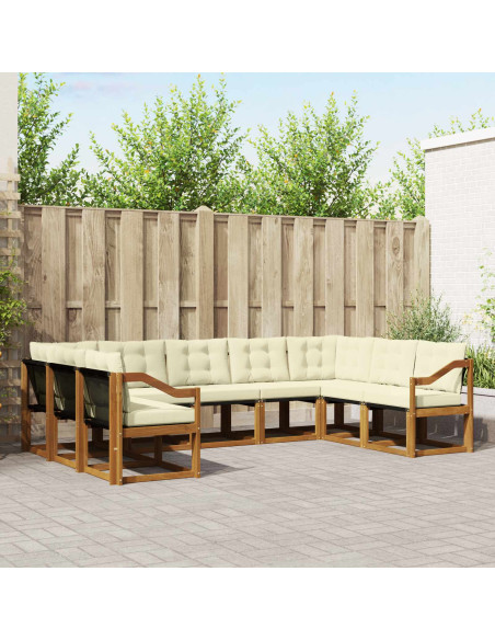 Set di divani 29 pcs Naturale e Crema Legno di Acacia Massello