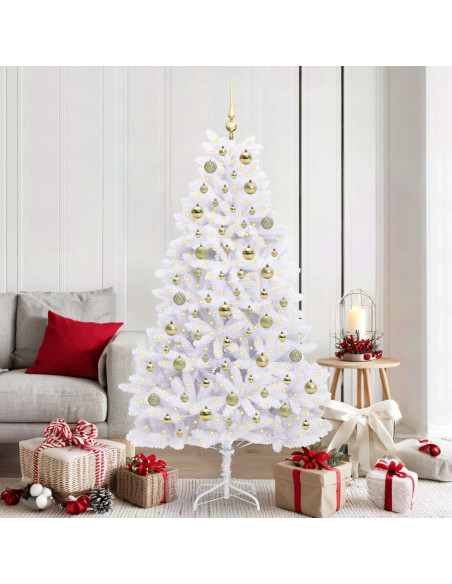 Albero di Natale Artificiale con Rami Pieghevoli Bianco 180 cm