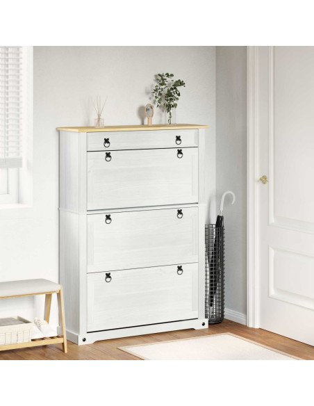 Mobile per scarpe con cassetto Corona Bianco 99 x 32 x 144,5 cm