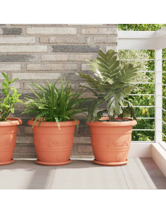 Vaso Rotondo per Fiori 6 pcs Rosso Mattone Ø 26 x 21.5 cm