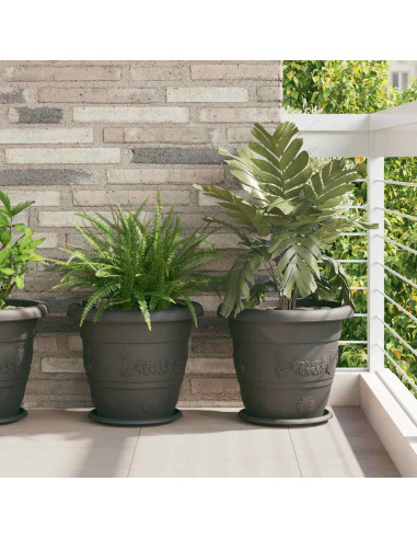 Vaso Rotondo per Fiori 6 pcs Nero Ø 26 x 21.5 cm Plastica