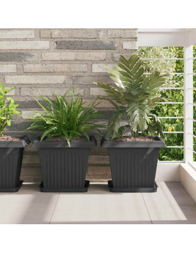 Vaso quadrato per fiori 6 pcs Nero 33 x 33 x 26 cm Plastica
