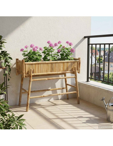 Vaso da Giardino con Supporto Naturale 100 x 38 x 74 cm Bambù