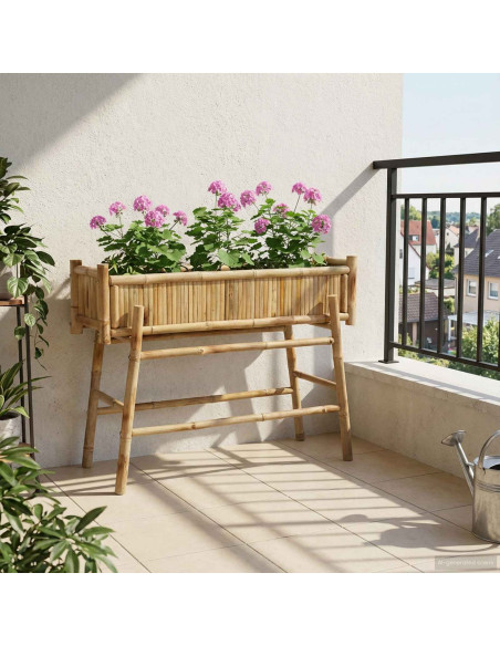 Vaso da Giardino con Supporto Naturale 100 x 38 x 74 cm Bambù