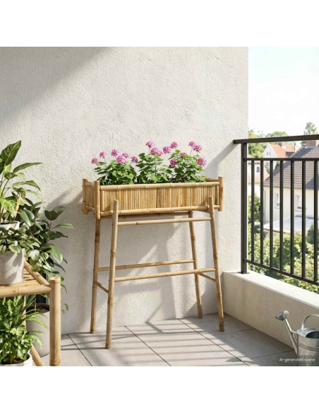 Vaso da Giardino con Supporto Naturale 100 x 38 x 114 cm Bambù