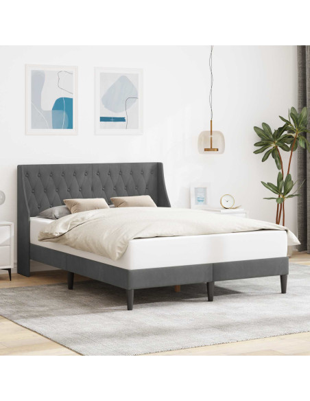 Struttura del letto Grigio scuro 140 x 190 cm Velluto