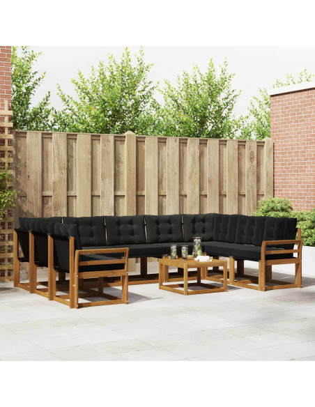 Set di divani 30 pcs Naturale e Nero Legno di Acacia Massello