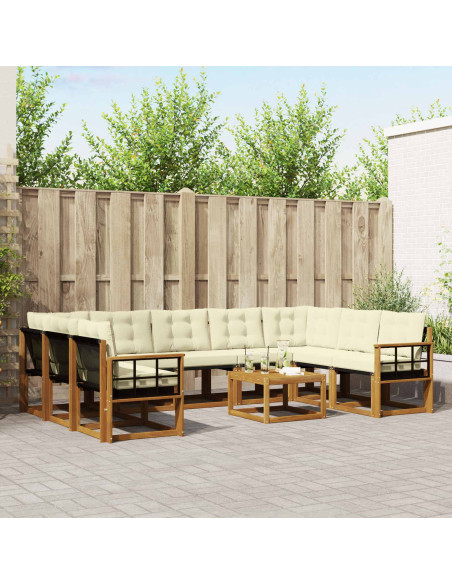 Set di divani 30 pcs Naturale e Crema Legno di Acacia Massello