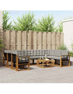 Set di divani con cuscino 30 pcs Grigio Naturale e Chiaro