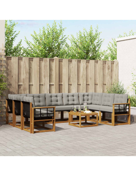 Set di divani con cuscino 30 pcs Grigio Naturale e Chiaro