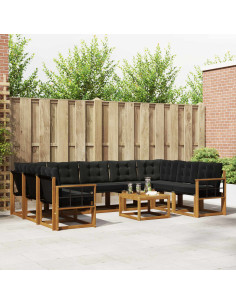 Set di divani 30 pcs Naturale e Nero Legno di Acacia Massello