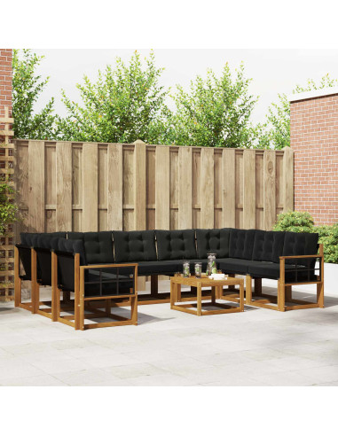 Set di divani 30 pcs Naturale e Nero Legno di Acacia Massello