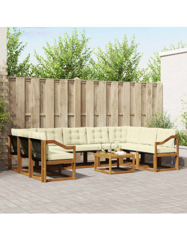 Set di divani 30 pcs Naturale e Crema Legno di Acacia Massello