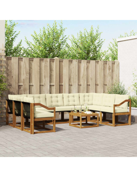 Set di divani 30 pcs Naturale e Crema Legno di Acacia Massello