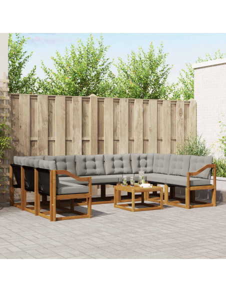 Set di divani con cuscino 30 pcs Grigio Naturale e Chiaro