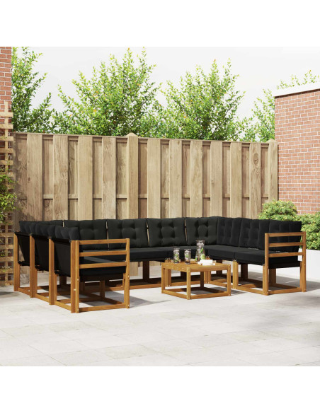 Set di divani 30 pcs Naturale e Nero Legno di Acacia Massello