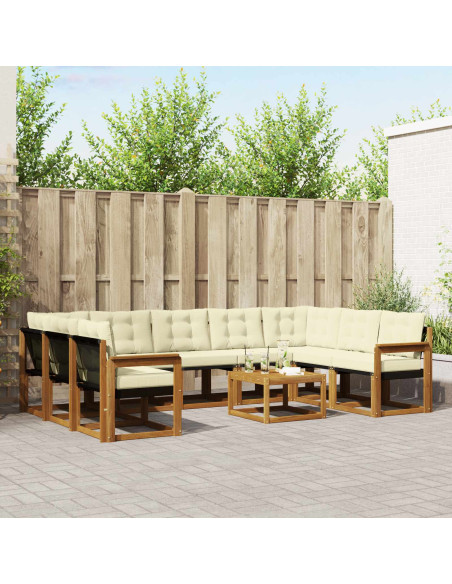 Set di divani 30 pcs Naturale e Crema Legno di Acacia Massello