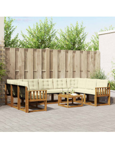 Set di divani 30 pcs Naturale e Crema Legno di Acacia Massello