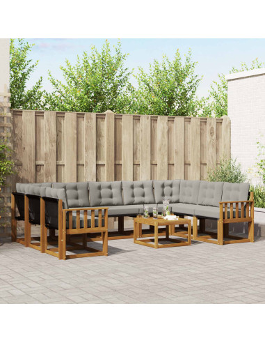 Set di divani con cuscino 30 pcs Grigio Naturale e Chiaro