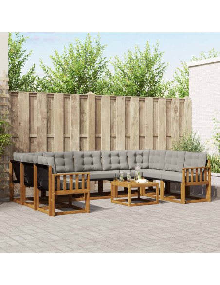 Set di divani con cuscino 30 pcs Grigio Naturale e Chiaro