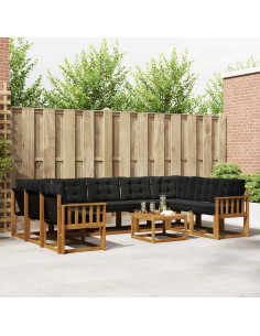 Set di divani 30 pcs Naturale e Nero Legno di Acacia Massello