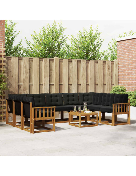 Set di divani 30 pcs Naturale e Nero Legno di Acacia Massello