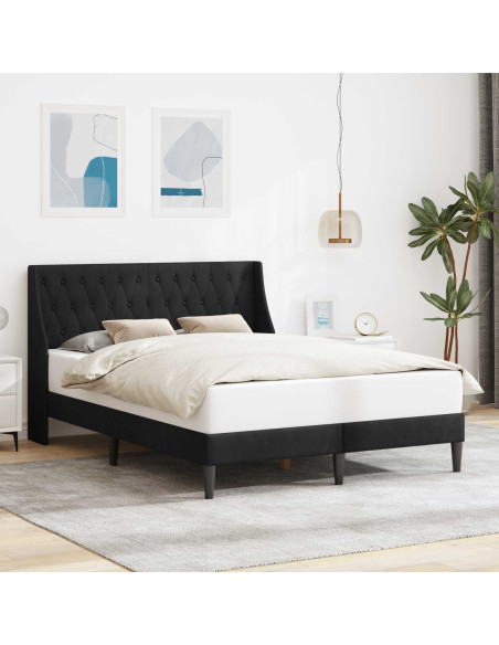 Struttura del letto con testiera Nero 140 x 190 cm Velluto