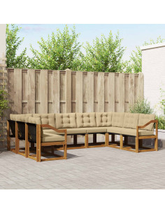 Set di divani 29 pcs Naturale e Beige Legno di Acacia Massello