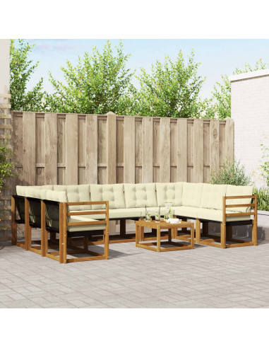 Set di divani 30 pcs Naturale e Crema Legno di Acacia Massello