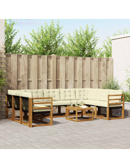 Set di divani 30 pcs Naturale e Crema Legno di Acacia Massello