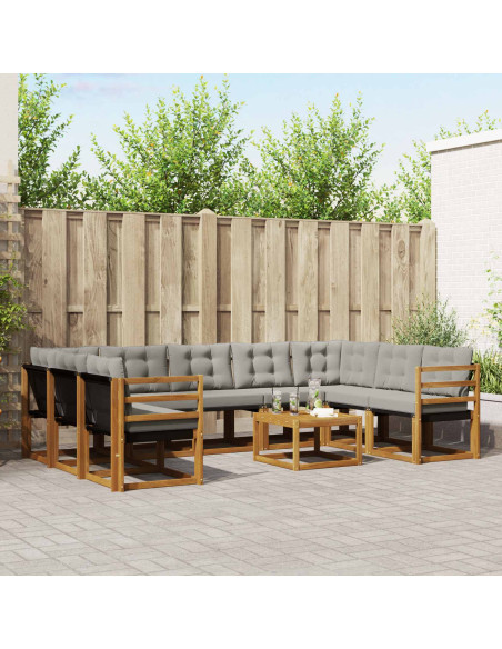 Set di divani con cuscino 30 pcs Grigio Naturale e Chiaro