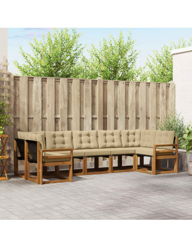 Set di divani con cuscino 7 pcs Naturale e Beige