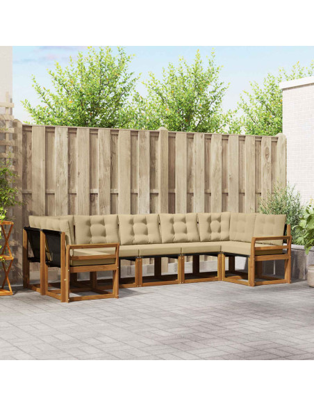 Set di divani con cuscino 7 pcs Naturale e Beige