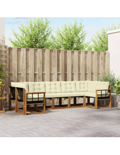 Set di divani con cuscino 7 pcs Naturale e Crema