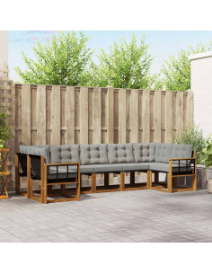 Set di divani con cuscino 7 pcs Grigio Naturale e Chiaro