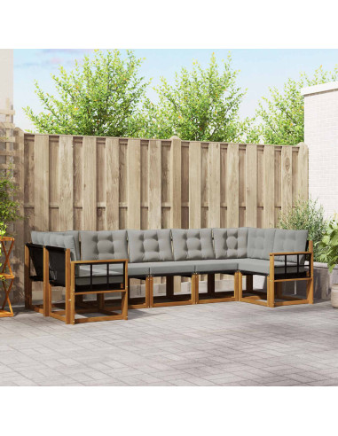 Set di divani con cuscino 7 pcs Grigio Naturale e Chiaro