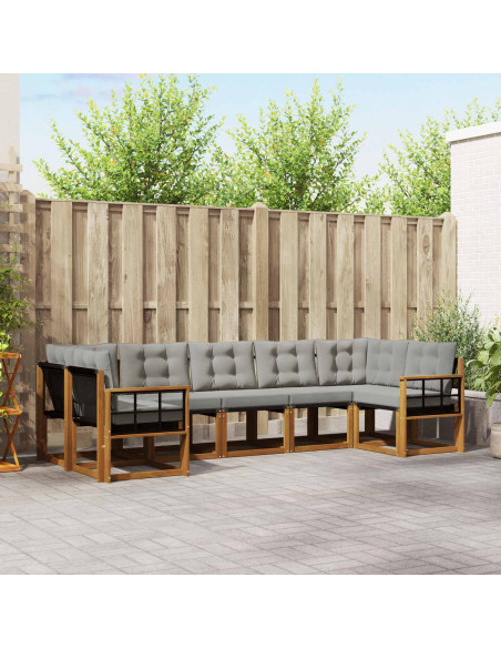 Set di divani con cuscino 7 pcs Grigio Naturale e Chiaro