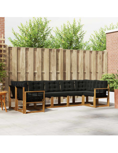 Set di divani con cuscino 7 pcs Naturale e Nero