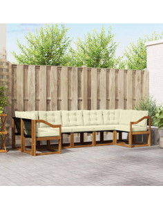 Set di divani con cuscino 7 pcs Naturale e Crema