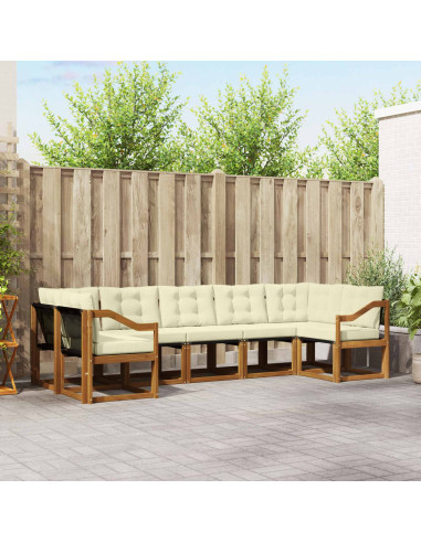 Set di divani con cuscino 7 pcs Naturale e Crema