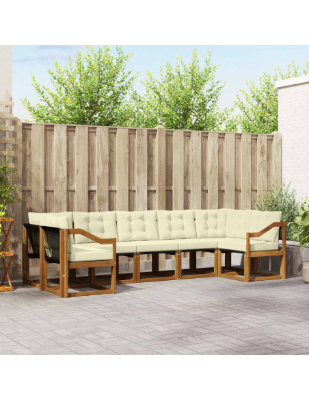 Set di divani con cuscino 7 pcs Naturale e Crema