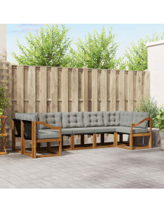 Set di divani con cuscino 7 pcs Grigio Naturale e Chiaro