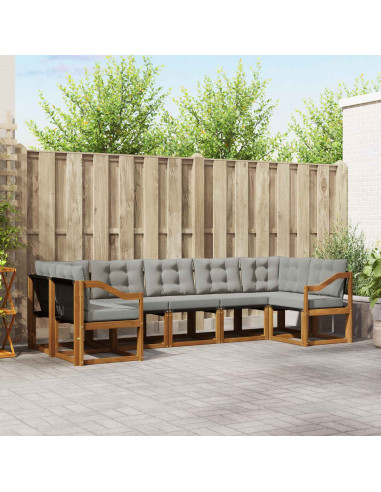 Set di divani con cuscino 7 pcs Grigio Naturale e Chiaro