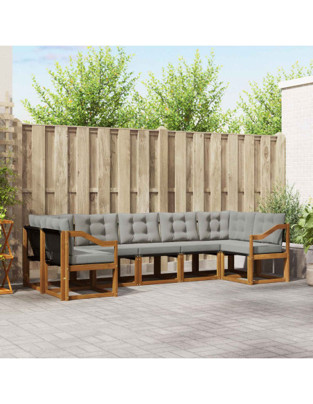 Set di divani con cuscino 7 pcs Grigio Naturale e Chiaro