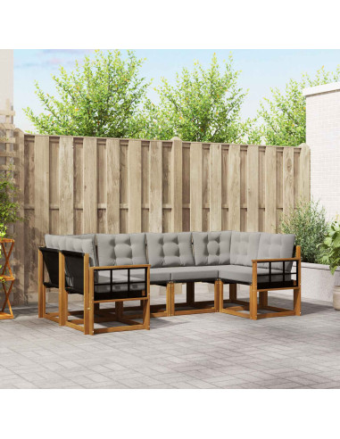 Set di divani con cuscino 6 pcs Grigio Naturale e Chiaro