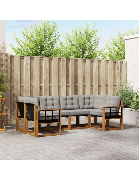 Set di divani con cuscino 6 pcs Grigio Naturale e Chiaro